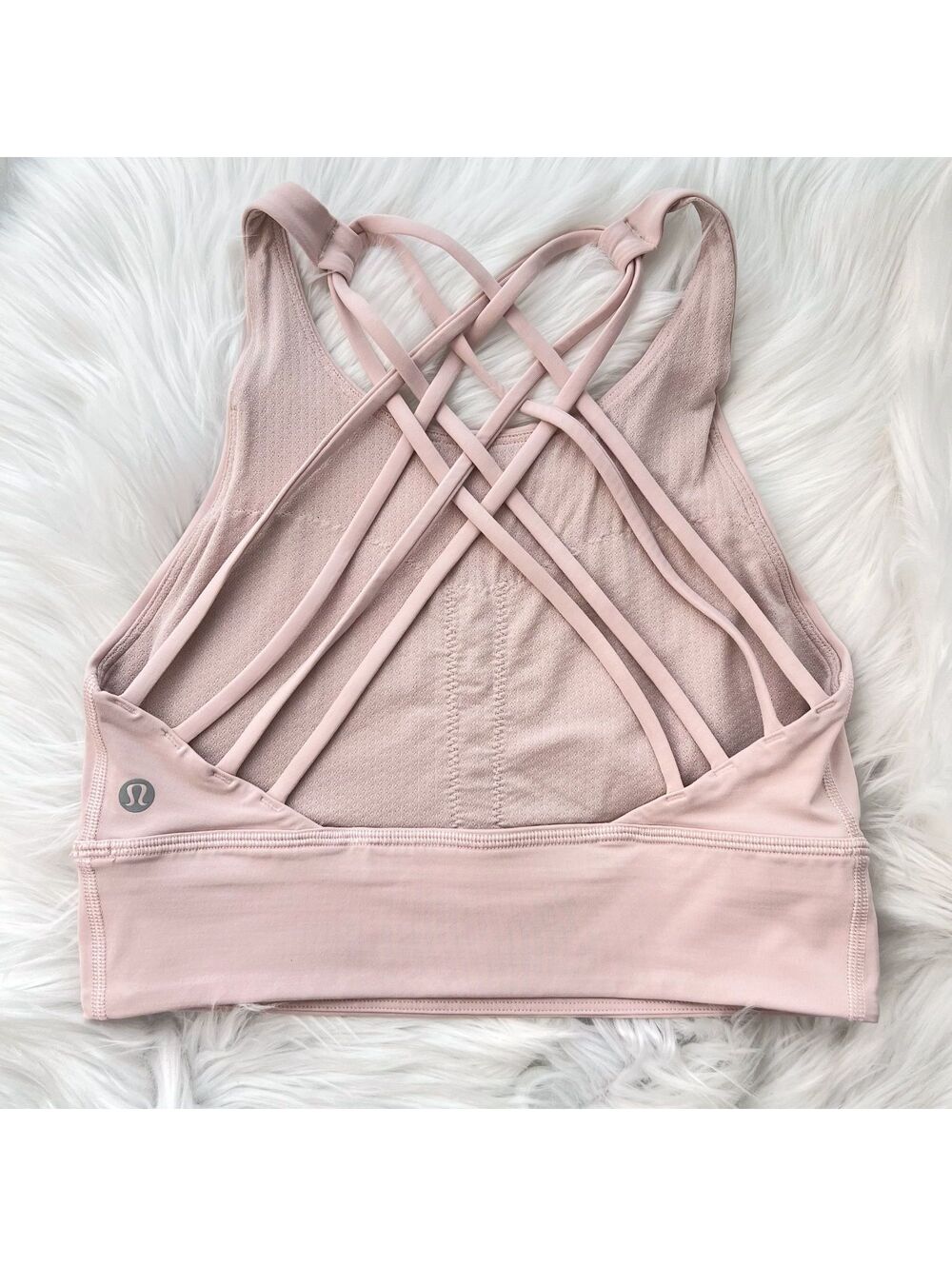 Lululemon Free to Be Wild High Neck Longline Bra 6 Pink Strappy Yoga